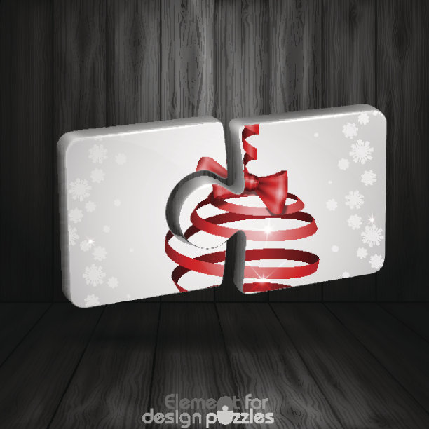 现代拼图模板与圣诞丝带蝴蝶结图片下载