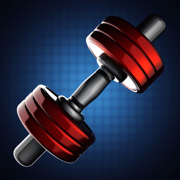 蓝色背景的金属哑铃图片下载