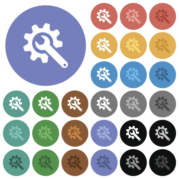 扳手用齿轮圆平多色图标图片下载