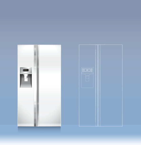 双门冰箱矢量和绘图图片下载