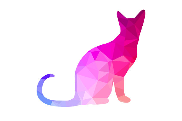 彩色多边形猫卡通图片下载
