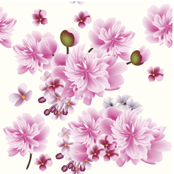 花向量无缝墙纸与粉红色的花图片下载