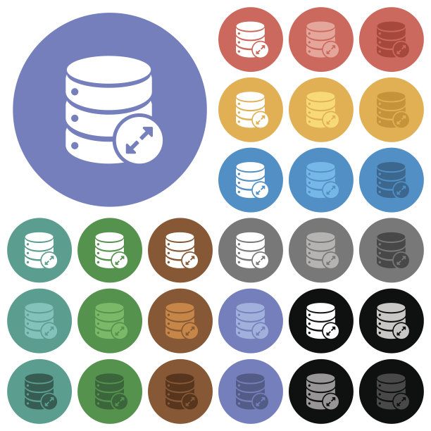 展开数据库圆形平面多色图标图片下载