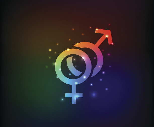 彩虹背景上的性感符号设计，矢量图片下载