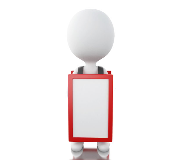 3d白人与空招牌图片下载