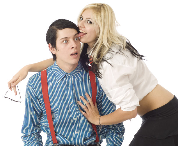 书呆子男孩被漂亮女孩吓到了图片下载