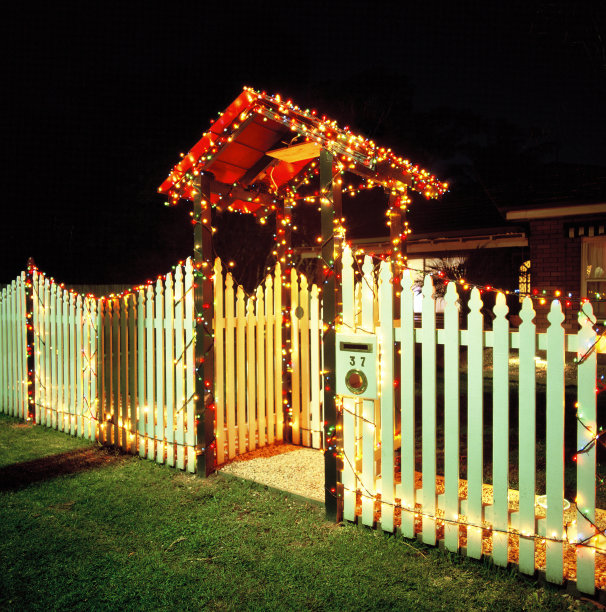 房子上的圣诞彩灯图片下载