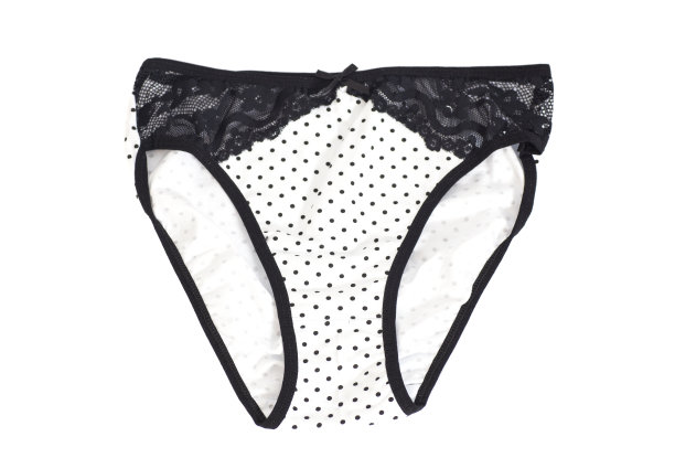 白色女性内裤与黑色点孤立在白色背景图片下载