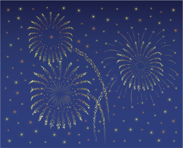 烟花星星贺卡/新年/深蓝色图片下载