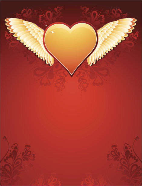 有翅膀的黄金心图片下载