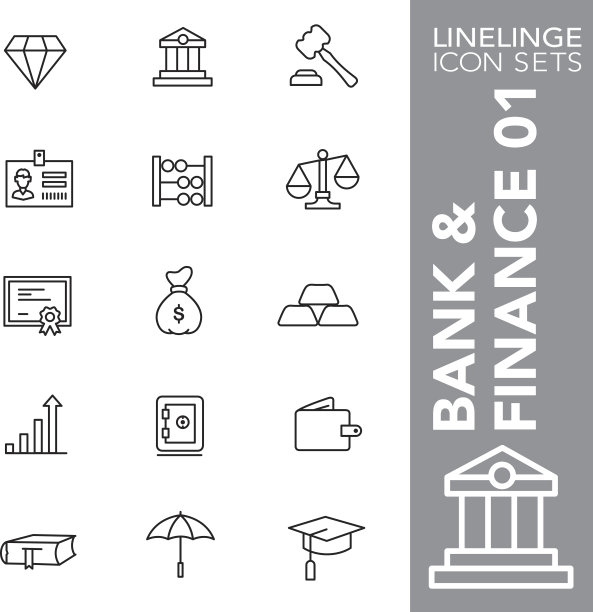 线线银行和金融01细线图标集图片下载