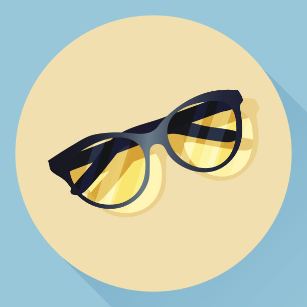 向量夏季眼镜图标。平面设计。带有阴影的孤立物体素材图片