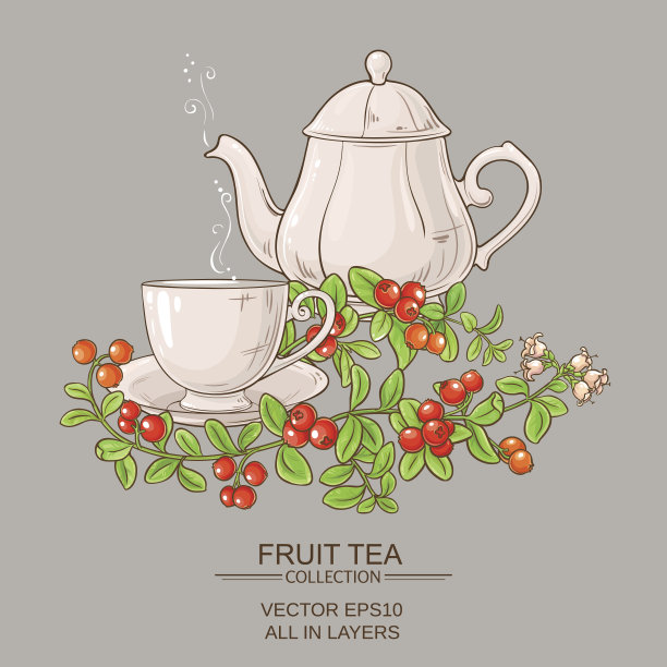 蔓越莓茶杯和茶壶图片下载
