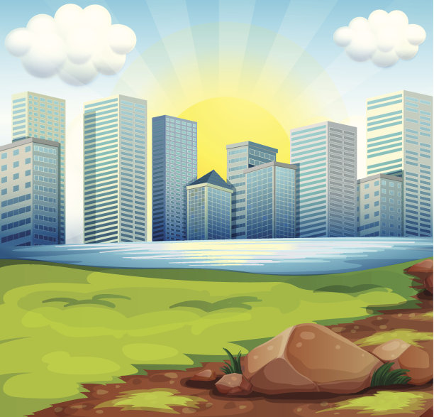 阳光下的高楼大厦图片下载