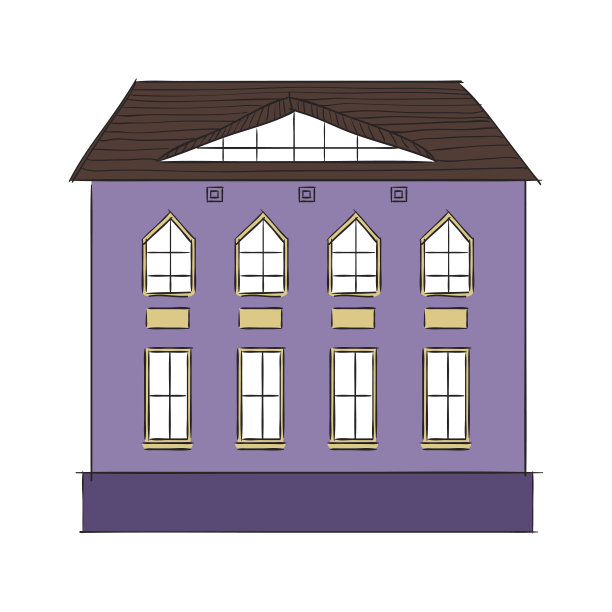 老城区的卡通建筑。图片下载