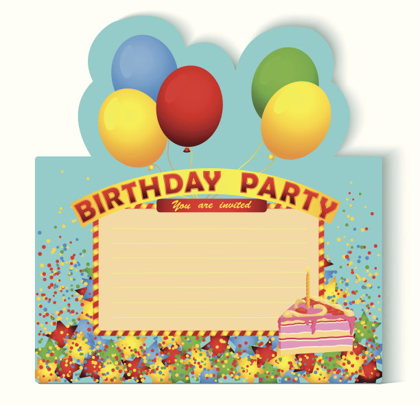 带蛋糕的生日派对请帖图片下载