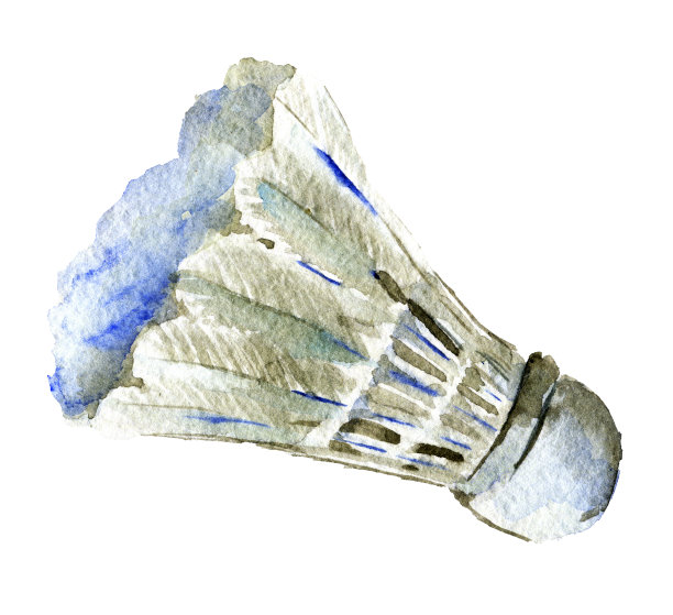 水彩素描羽毛球在白色的背景素材图片