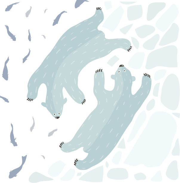 游泳的北极熊素材图片