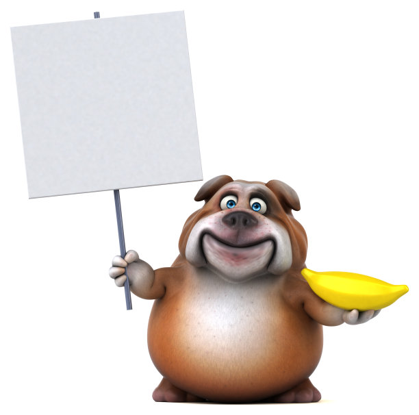 有趣的斗牛犬- 3D插图图片下载