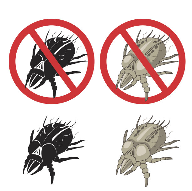 尘螨寄生虫警告标志。图片下载