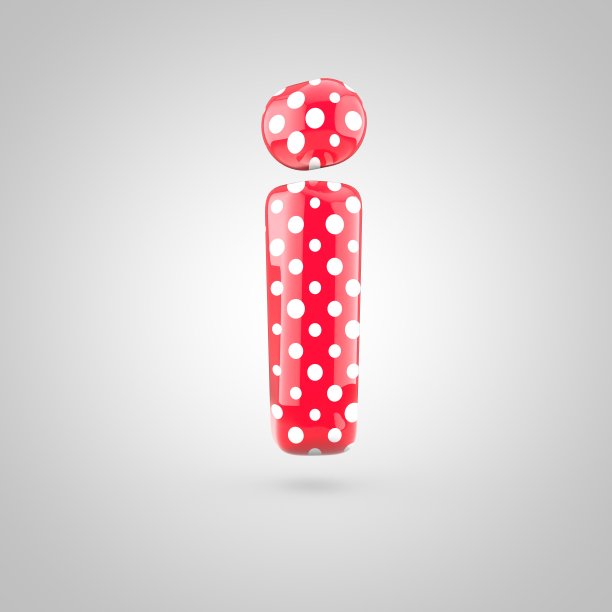 红色字母字母I小写与白点孤立在白色背景。图片下载