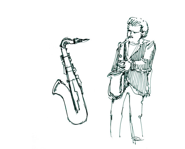 那个拿着萨克斯手素描的家伙图片下载