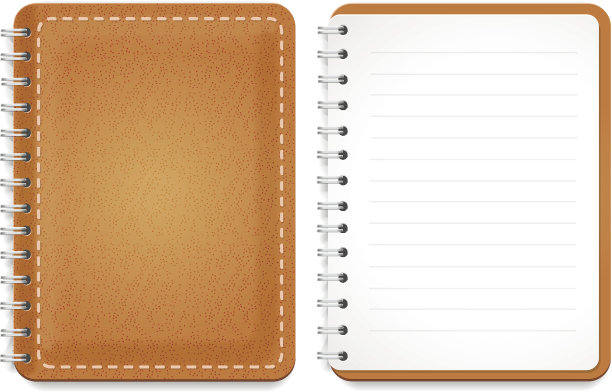 插图的皮革笔记本与螺旋，记事本和空白图片下载