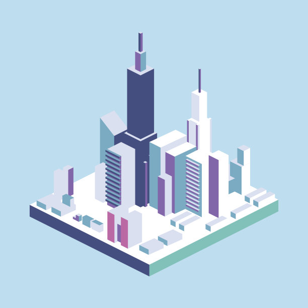 等距平面三维孤立概念矢量城市三维夏季城镇。图片下载