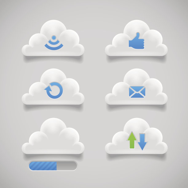 带有Web图标的云按钮图片下载