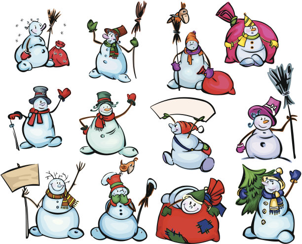 向量组滑稽的雪人。图片下载