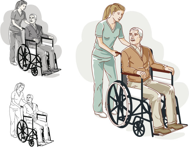 协助长者使用轮椅并确保其安全图片下载