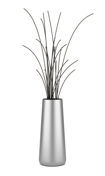 单铬花瓶与干木孤立在白色背景图片下载