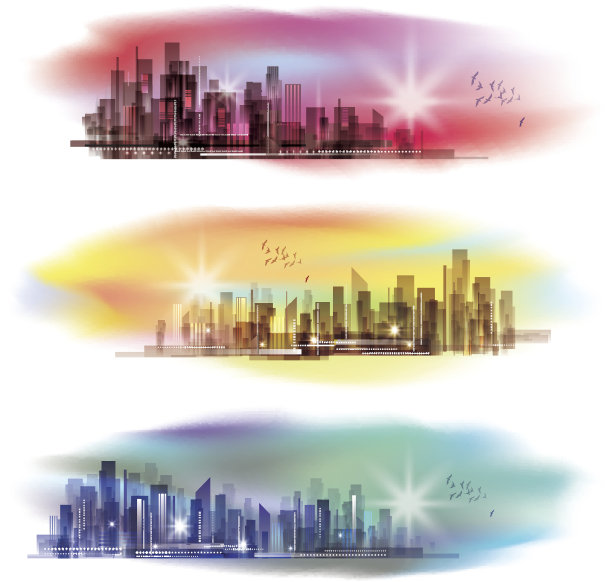 夜晚城市的天际线。图片下载