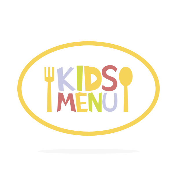 儿童菜单椭圆标签模板矢量插图图片下载