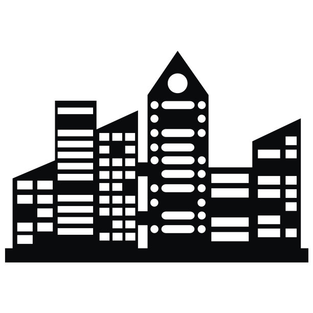 向量黑色城市图标集图片下载