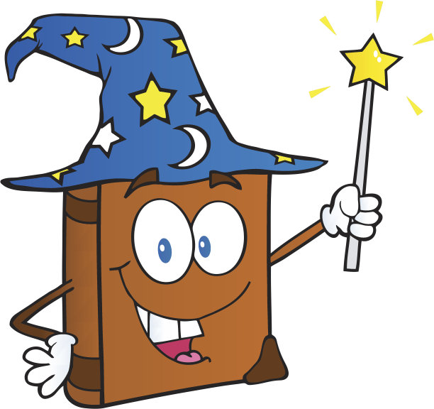 快乐巫师书卡通人物拿着一根魔杖图片下载