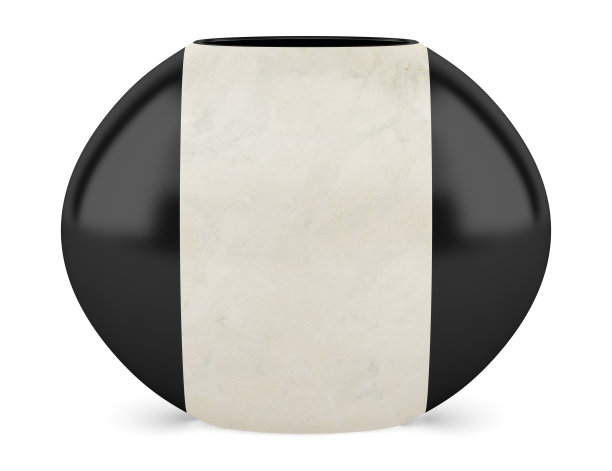 黑色和米色陶瓷花瓶孤立在白色背景图片下载