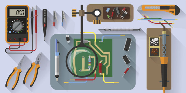 矢量工具集焊接芯片，平面设计图片下载