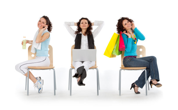 作文年轻美丽忙碌的女孩工作运动购物生活图片下载