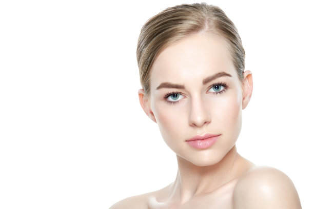 美丽肖像与复制空间上的白色背景。图片下载