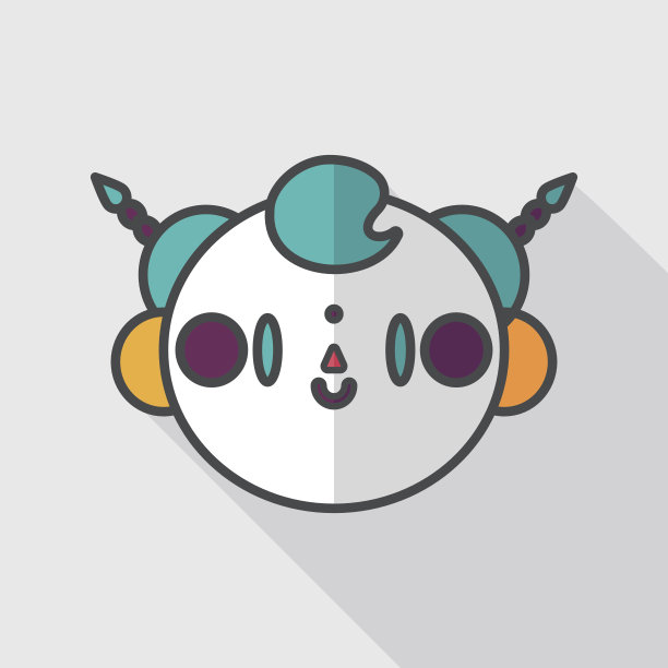 中国新年男孩长影子扁平图标，eps10图片下载