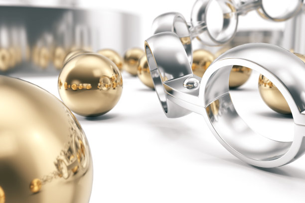 在白色背景上加工滚珠轴承，3d渲染图片下载