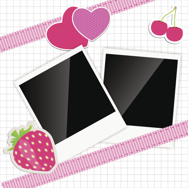 剪贴簿元素与照片框架矢量插图图片下载