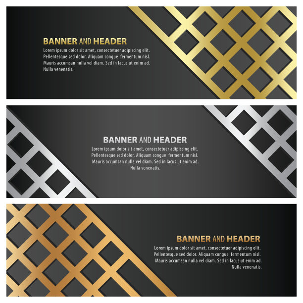 金，银和青铜旗帜模板设计网风格图片下载