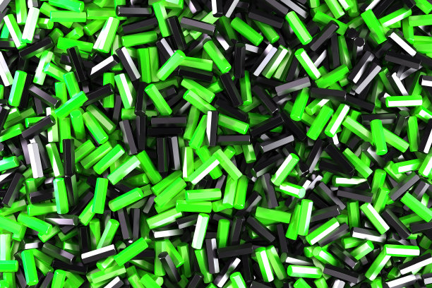 一堆黑绿相间的六角形细节图片下载