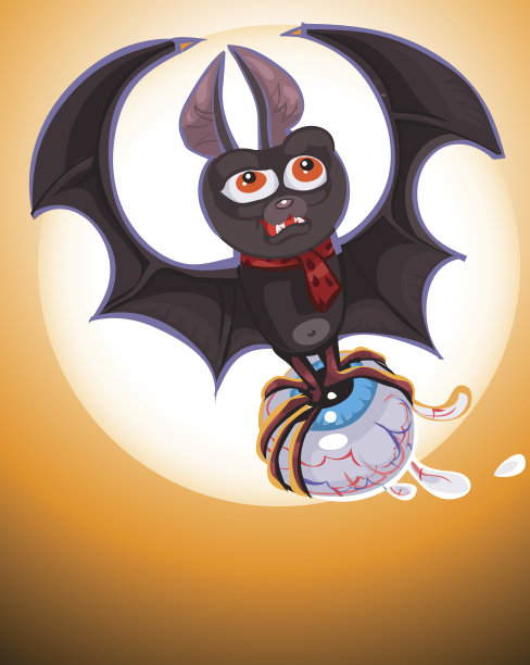 插图可爱的卡通万圣节蝙蝠飞行图片下载