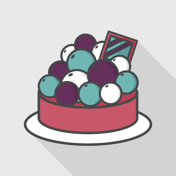 水果挞平面图标与长影子，eps10图片下载