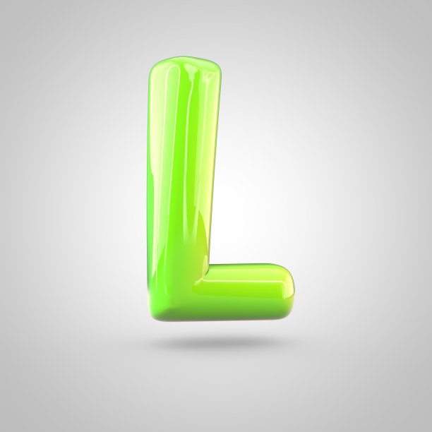 有光泽的石灰漆字母L大写字母孤立在白色背景上图片下载