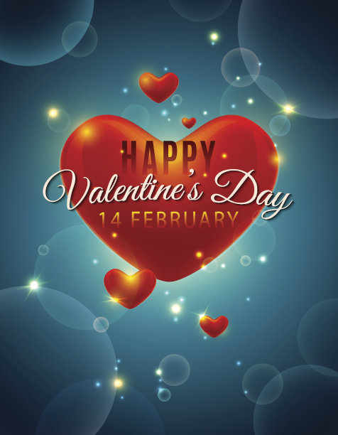 情人节贺卡，红心和美丽的散景图片下载