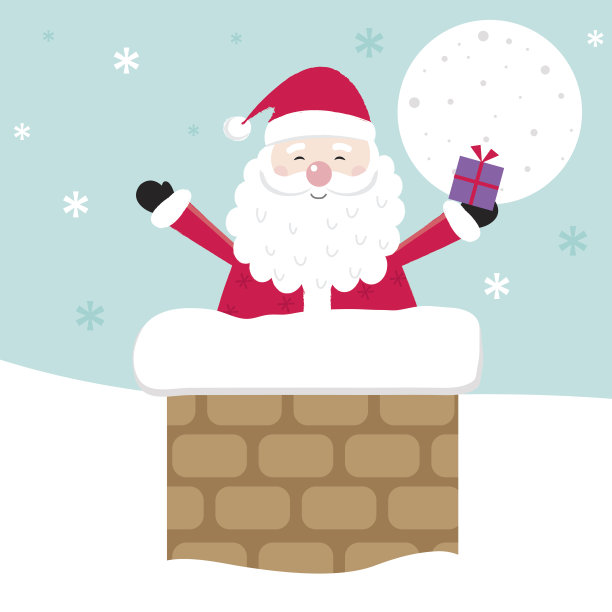 屋顶上的圣诞老人-插图图片下载